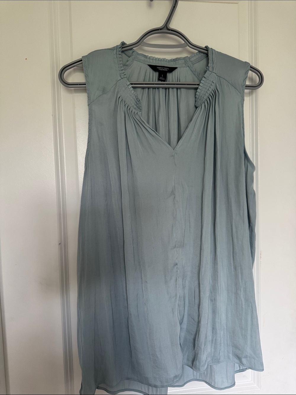 Simply Vera Vera Wang Light Blue Pleated V-Neck Sleeveless Camisole